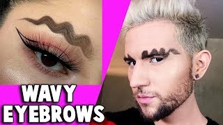 TRYING WAVY SQUIGGLY EYEBROWS Instagram Trend [upl. by Rebmac]