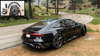 Audi RS7 Sportback  Forza Horizon 5 Cammus Steering Wheel Gameplay [upl. by Ajim715]