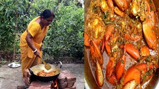 Large size Crab Curry Village Style Recipe  Biggest Crab Cooking [upl. by Mohr988]