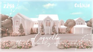 aesthetic blush coquette mansion ‎♡₊˚ 🦢 exterior  bloxburg house build [upl. by Otinauj]