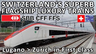 SWITZERLANDS FLAGSHIP LUXURY TRAINS  SBB STADLER RABe 501 GIRUNO FIRST CLASS FROM LUGANO TO ZURICH [upl. by Stinson]