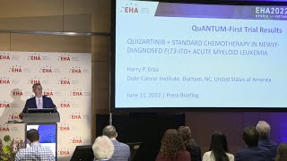 Update on QuANTUMFirst quizartinib  SOC chemotherapy amp as continuation therapy in FLT3ITD AML [upl. by Adiuqram]