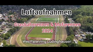 Luftaufnahmen Grasbahnrennen und Mofarennen Lüdinghausen 2024  Westfalenring TV [upl. by Emie]