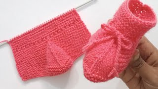 Knitting Baby Shoes  Booties  Baby Socks Knitting  Woolen Socks [upl. by Alvinia94]