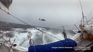 Helicopter visits Sébastien JossequotEdmond de Rothschildquot  Vendée Globe 20162017 [upl. by Irt]