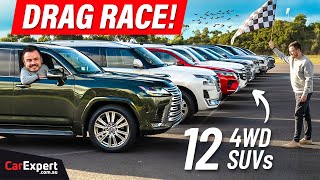 12 SUV drag race Patrol v LandCruiser v Lexus LX v Everest v Defender v MUX v Fortuner v Pajero [upl. by Cohbert]