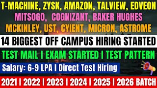 14 Companies Direct Test Hiring  OFF Campus Hiring Started  20212026 Batch  Exam Started Pattern [upl. by Bedad873]