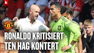 Ronaldo quotDas kann man als ManchesterUnitedTrainer nicht sagenquot Ten Hag lächelt CR7Kritik weg [upl. by Ecirtram598]