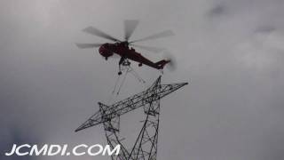 V04875 Sikorsky S64 Skycrane 500Kv Tower construction [upl. by Eliott]