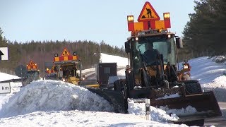 Volvo L90F  Veekmas F2428  L60H  Cutting snowbanks at Route E4 [upl. by Alpers]