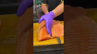 Satisfying Skill How to Perfectly Remove Salmon Skin for Sushi salmon sushi Sashimi [upl. by Aleunam]