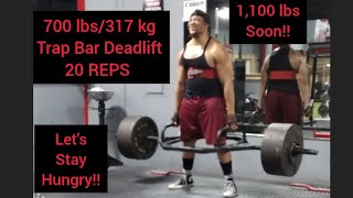 700 lbs317 kg x 20 REPS TRAP BAR DEADLIFT  GYM MOTIVATION  LETS STAY HUNGRY [upl. by Merell]