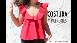 DIY Costura de blusa de mujer con volantes patrones gratis [upl. by Garibald588]