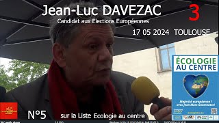 3 Européennes 2024  JLuc Davezac n°5 sur la liste quotEcologie au Centrequot menée par JMarc Governatori [upl. by Imeon]