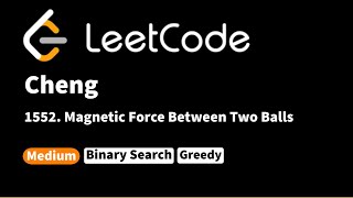 LeetCode 1552 Magnetic Force Between Two Balls [upl. by Corette]