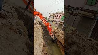 Excavation for drain  culvert break for new drain excavator construction drainage [upl. by Neehar]