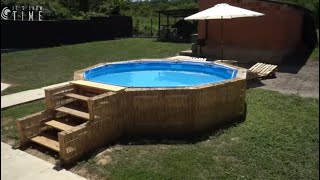 cheap SWIMMING POOL made of PALLETS [upl. by Donell835]