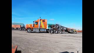 Steel beam transported on a wind tower dolly [upl. by Erlinna]