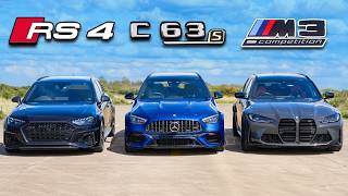 New AMG C63 vs BMW M3 vs Audi RS4 DRAG RACE [upl. by Neo]