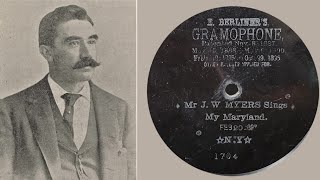 127yr Old Berliner Disc • quotMy Marylandquot by JW Myers  Dated and Recorded in 1897 Record Transfer [upl. by Leverett]