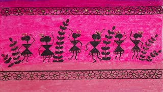 Enjoy the world of Warli Drawing for Kids Step by step drawing oil pastel Warli dancing [upl. by Heck]