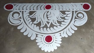 Durga puja alpona design very simple and amazing alpona design and rangoliRanita arts 2023 [upl. by Noman]