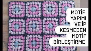 ÖRGÜ BATTANİYE MODELİ ZİNCİRLERLE MOTİF BİRLEŞTİRME Crochet Block Stitch Square Bebek Battaniyesi [upl. by Anirazc]