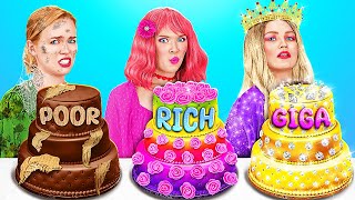 POOR VS RICH VS GIGA RICH COOKING CHALLENGE  Fantastic Cake Decoration Ideas by 123 GO FOOD [upl. by Acinad]