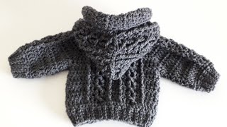 Crochet 31 How to crochet Aran baby hoodie Part 1 [upl. by Nohpets]