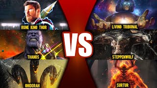 Rune King Thor Vs Living Tribunal Thanos Vs Steppenwolf Surtur Vs Ghidorah  In Hindi [upl. by Colman]