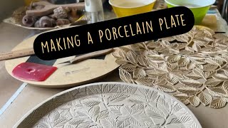 Porcelain Textured Ceramic pottery plate demonstration how to make [upl. by Onaivatco]