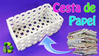 Manualidades Cesta de papel periódico Reciclaje Ecobrisa DIY [upl. by Desdemona]