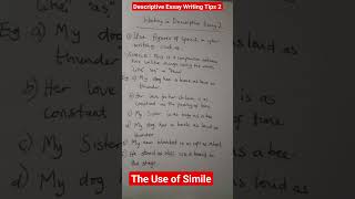 Descriptive Essay Writing Tips 2 figures of speech SIMILE learning education shortsfeedshorts [upl. by Zoldi]