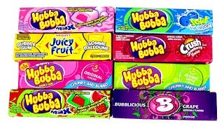 Hubba Bubba Bubble Gum Unboxing Bubbablicious Too Juicy Fruit Strawberry Crush Atomic Apple Max [upl. by Nishom]