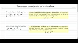 Operaciones con potencias de la misma base [upl. by Aerdnaek]