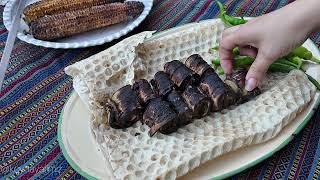 Cooking delicious Turkish food eggplant kebab  Patlıcan sarma kebab 🍆 کباب بادمجان [upl. by Lleira]