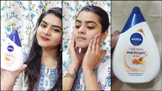 Nivea Milk Delights face wash  Dry skin  Review and Demo  Ria Das [upl. by Gamin185]