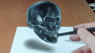 How to Draw a 3D Skull Trick Art Crystal Skull Illusion [upl. by Massey849]