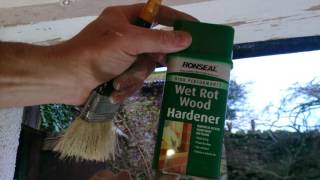 Ronseal WET ROT WOOD HARDENER demonstration [upl. by Ahsinid646]