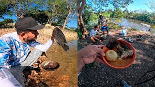 Pesca cocina y campamento pescamos en el amanecer PECES GIGANTES hicieron esto a nuestros arpones [upl. by Kellsie]