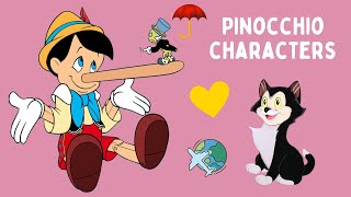 Pinocchio Characters  Pinocchio Geppetto Jiminy Cricket and friends [upl. by Nomzed]