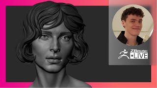 Organic Character amp Creature Sculpting Female Face Sculpture  Luc Tschopp  ZBrush 20217 [upl. by Idnac]