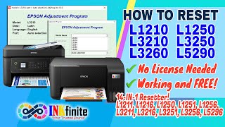 How to Reset EPSON L1210 L1250 L3210 L3250 L3260 L5290 Printer with 14IN1 Resetter  INKfinit [upl. by Valerian]