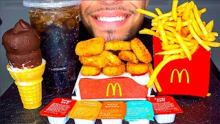 MCDONALDS CHICKEN NUGGETS ICE CREAM CONE DIPPED CHOCOLATE CRISPY FRENCH FRIES BIG BITES ASMR MUKBAN [upl. by Eiddet]