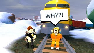 ARRESTING PEOPLE ON TRAIN TRACKS PRANK Roblox Jailbreak [upl. by Kcirred634]