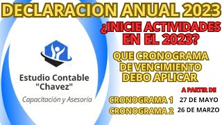 DECLARACION JURADA ANUAL 2023 PERO INICIE ACTIVIDADES EN 2023 ¿QUE CRONOGRAMA APLICO [upl. by Omle983]