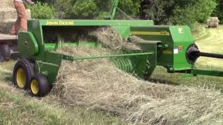 John Deere 348 Square Baler  Baling 1st Cut Timothy Hay [upl. by Froh]