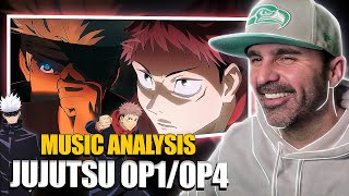 MUSIC DIRECTOR REACTS  Jujutsu Kaisen  OP 1 and OP 4 FULL [upl. by Larred]