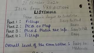 Prediction  21 October Ielts exam IDP amp BC Listening Reading and Writing [upl. by Richter523]