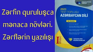 Zərf Zərfin quruluşca mənaca növləri və yazılışı Azərbaycan dili test toplusu [upl. by Tahmosh924]